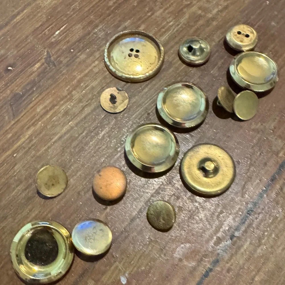 Vintage Mixed‎ Brass Gold Tone Buttons Lot Domed Blazer Flat Craft Sewing 15pc